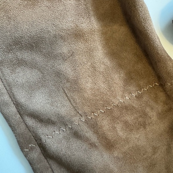 Forever Sock Boots Faux Suede 7.5 Taupe Over-the-Knee Fall Mobwife Chic Neutral - Picture 3 of 10